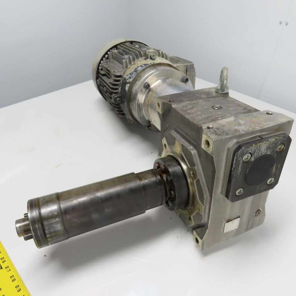 Siemens 1LA7130-4AA12-Z 3Ph 5.5KW Electric Motor 240/480V 1755RPM W/ Gear Box