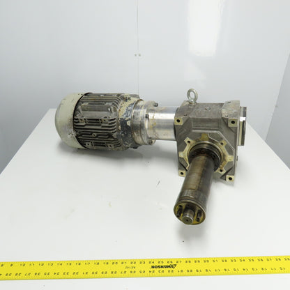 Siemens 1LA7130-4AA12-Z 3Ph 5.5KW Electric Motor 240/480V 1755RPM W/ Gear Box