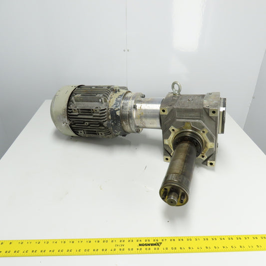 Siemens 1LA7130-4AA12-Z 3Ph 5.5KW Electric Motor 240/480V 1755RPM W/ Gear Box