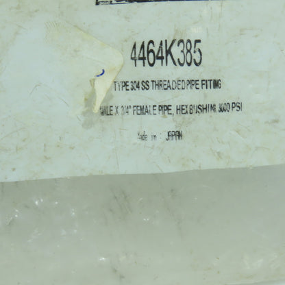4464K385 1" Male x 3/4" Female NPT 304 Stainless Steel Hex Bushing Lot Of 6