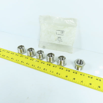 4464K385 1" Male x 3/4" Female NPT 304 Stainless Steel Hex Bushing Lot Of 6