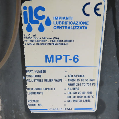 ILC MPT-6 6-Liter Automatic Lubricator 3Ph 220-480V 500cc/1min
