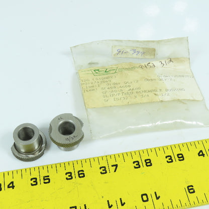 Carr Lane SF 15/32"ID x 3/4"OD x 1/2"L Steel Slip/Fixed Renewable Bushing Lot/2