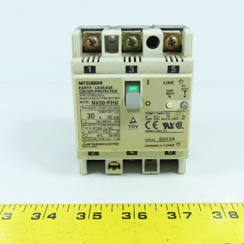 Mitsubishi NV50-FHU 30A Earth Leakage Circuit Protector Breaker 100-200VAC