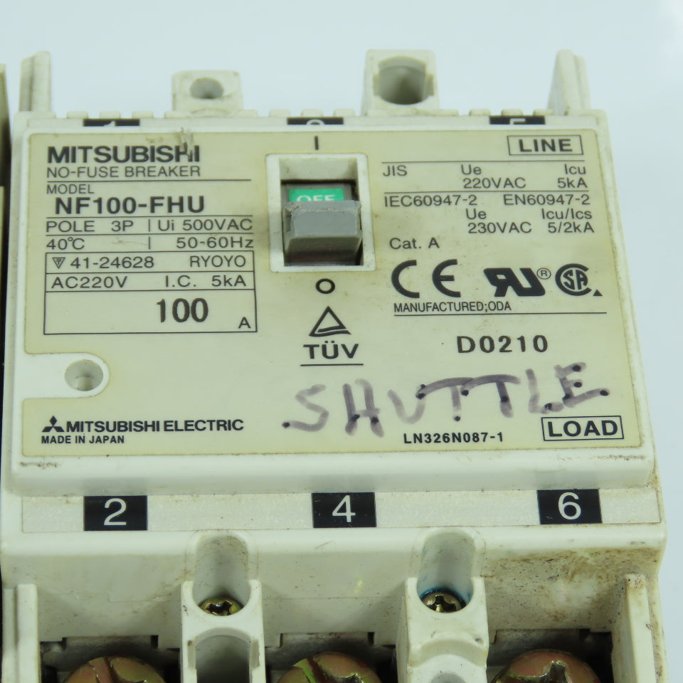 Mitsubishi NF100-FHU 3-Pole 100A Circuit Breaker 500VAC 50/60HZ