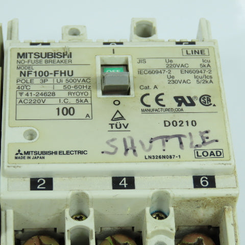 Mitsubishi NF100-FHU 3-Pole 100A Circuit Breaker 500VAC 50/60HZ