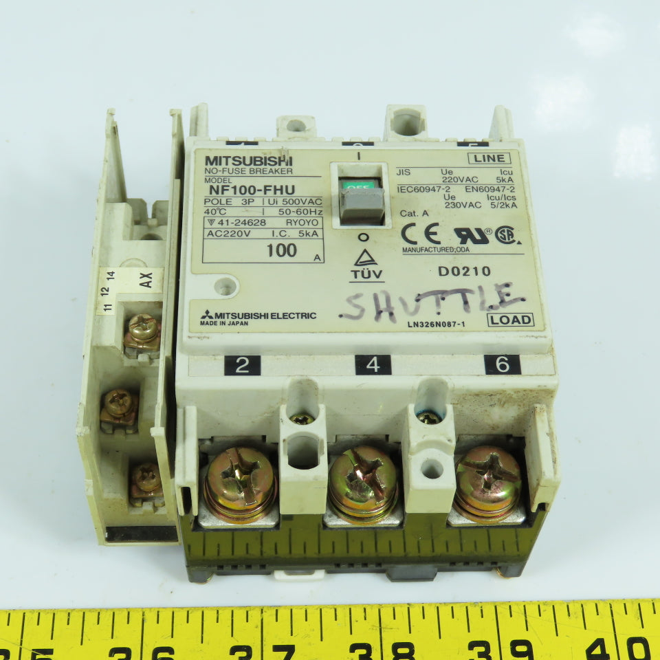 Mitsubishi NF100-FHU 3-Pole 100A Circuit Breaker 500VAC 50/60HZ