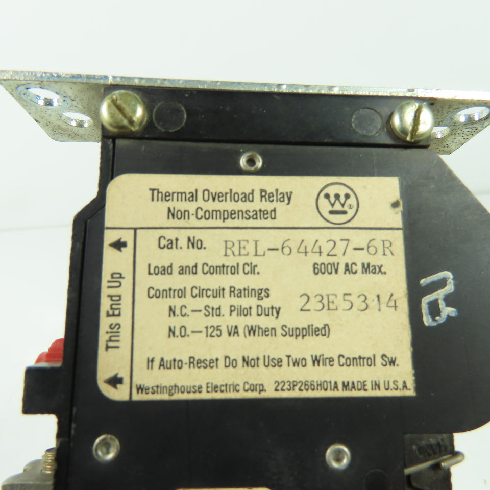 Westinghouse REL-64427-6R Thermal Overload Relay Non-Compensated 600VAC