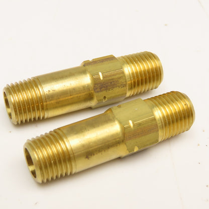 1/4" NPT Brass Hex Extension Nipple Lot Of 2