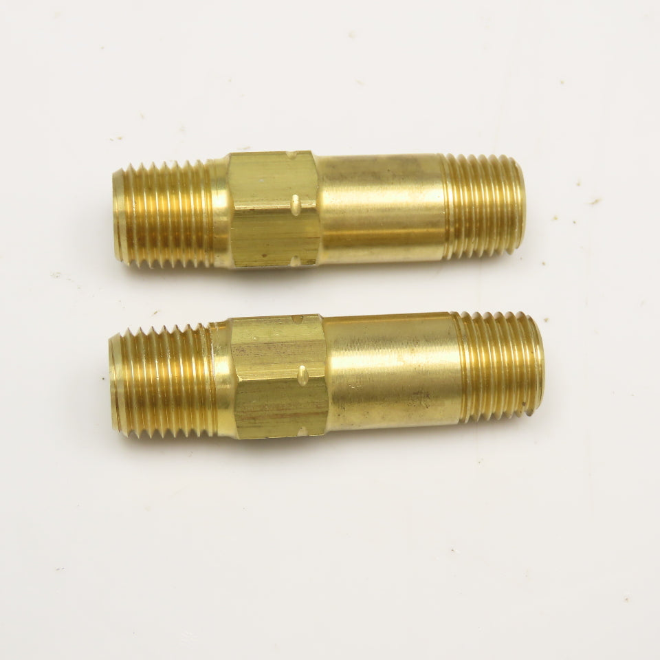 1/4" NPT Brass Hex Extension Nipple Lot Of 2