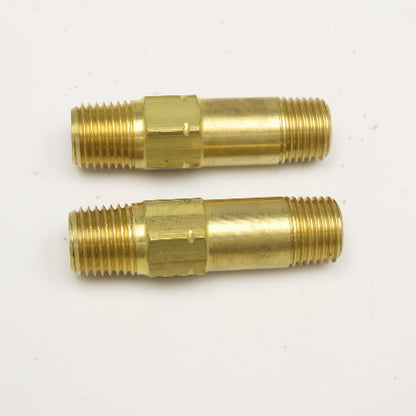 1/4" NPT Brass Hex Extension Nipple Lot Of 2
