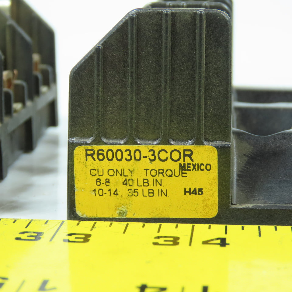 Buss R60030-3COR 30A 600VAC 3-Pole Fuse Holder Class R Lot Of 3