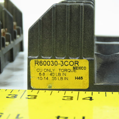 Buss R60030-3COR 30A 600VAC 3-Pole Fuse Holder Class R Lot Of 3