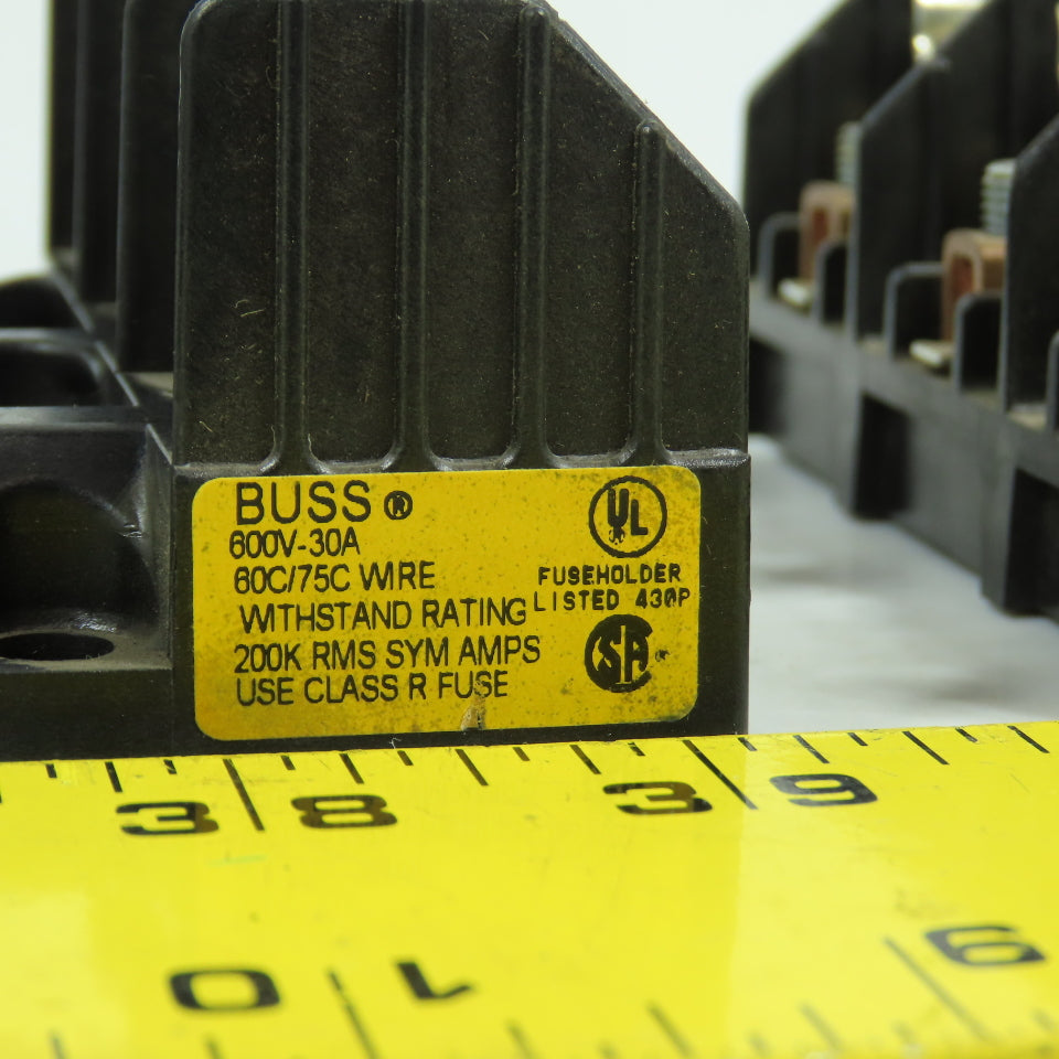 Buss R60030-3COR 30A 600VAC 3-Pole Fuse Holder Class R Lot Of 3