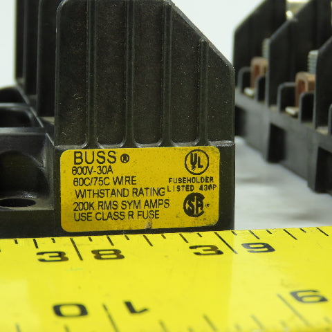 Buss R60030-3COR 30A 600VAC 3-Pole Fuse Holder Class R Lot Of 3