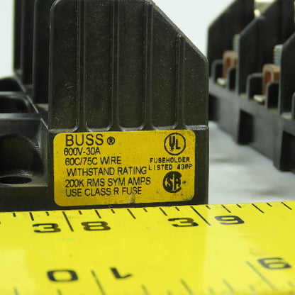 Buss R60030-3COR 30A 600VAC 3-Pole Fuse Holder Class R Lot Of 3