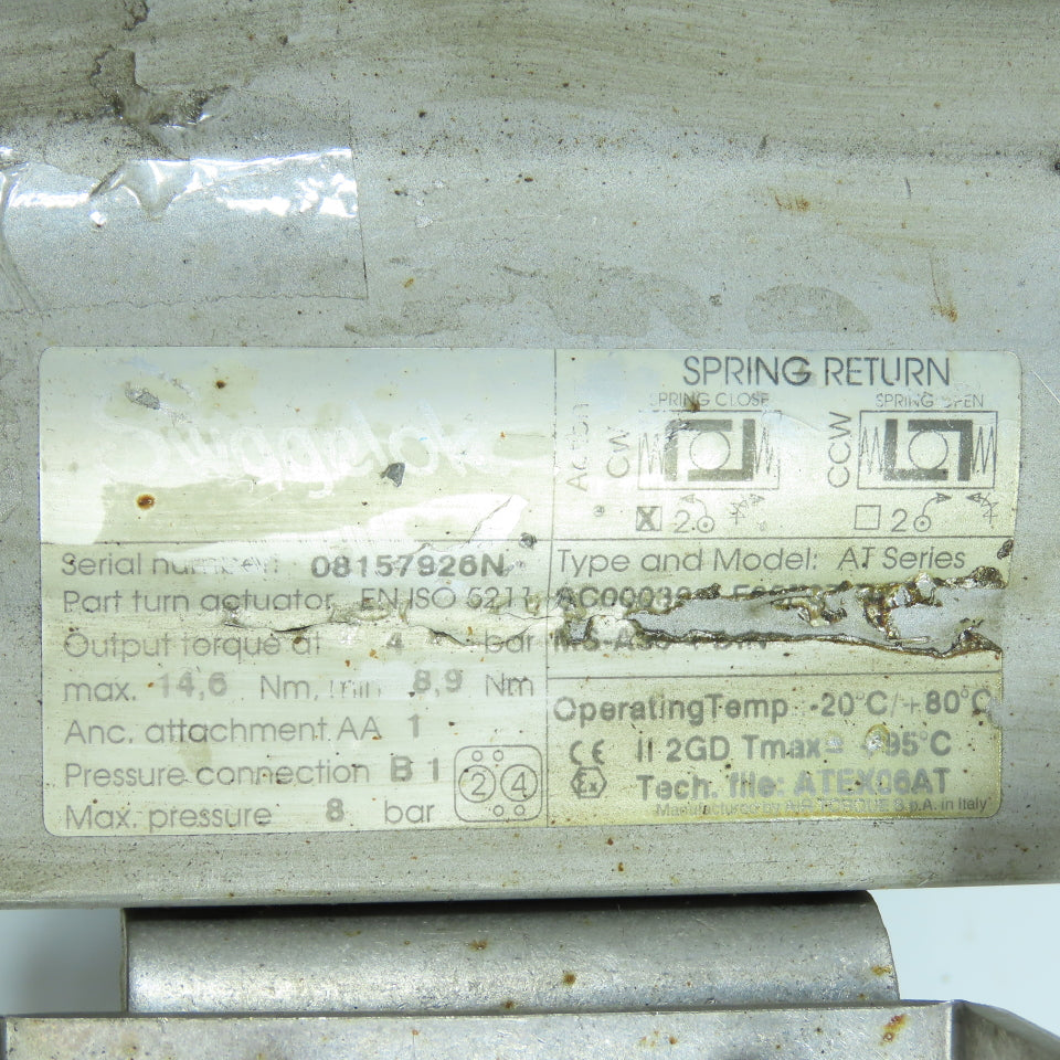 Swagelok AT Series Valve Actuator W/ 2200PSIG SS YQ7056001 Valve & Monitor