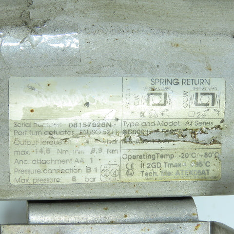 Swagelok AT Series Valve Actuator W/ 2200PSIG SS YQ7056001 Valve & Monitor