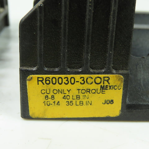 Buss R60030-3COR 3-Pole 30A 600V Fuse Holder Lot Of 3