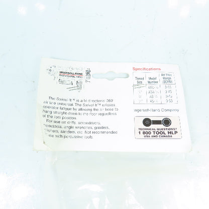 Ingersoll Rand AS-1/4 Swivel-It Swivel Hose Fitting 1/4" NPT 33 CFM NEW