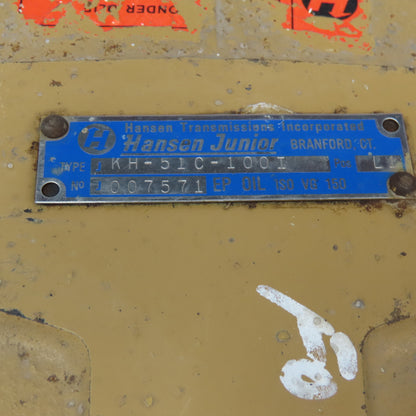Hansen Junior JKH-51C-100I 100:1 Ratio Right Angle Thru Shaft Gear Reducer