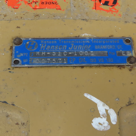 Hansen Junior JKH-51C-100I 100:1 Ratio Right Angle Thru Shaft Gear Reducer