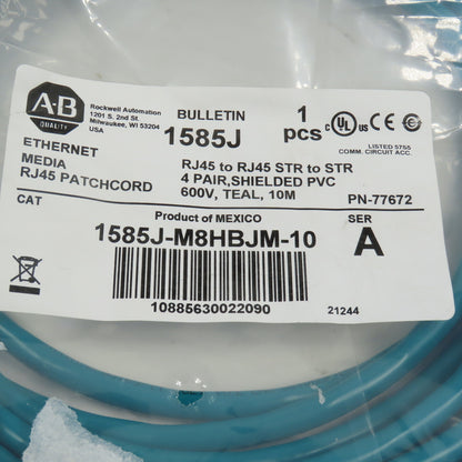 Allen Bradley 1585J-M8HBJM-10 Ethernet Media RJ45 Shielded Patchcord 10M NEW