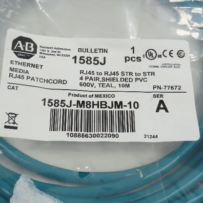 Allen Bradley 1585J-M8HBJM-10 Ethernet Media RJ45 Shielded Patchcord 10M NEW