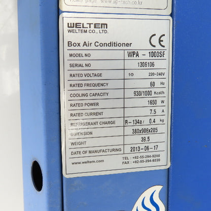 Weltem WPA-1000SE Electrical Panel Air Conditioner 240V 1PH 1650W 1000 Kcal/h