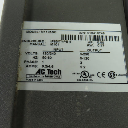 Lenze Dorner 62MV1122 M1105SC AC Tech Intelligent Drive Controller 120/240V 1Ph