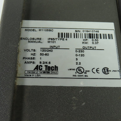 Lenze Dorner 62MV1122 M1105SC AC Tech Intelligent Drive Controller 120/240V 1Ph