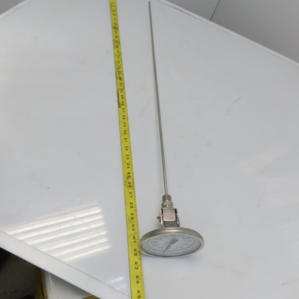 Ashcroft 7JA-10902-009 5" Bimetal Thermometer 1/2" NPT 36" Stem 50°-550°F Range