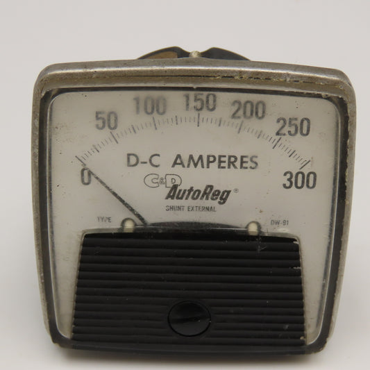 General Electric DW-91 C&G AutoReg DC Panel Ammeter 0-300Amp