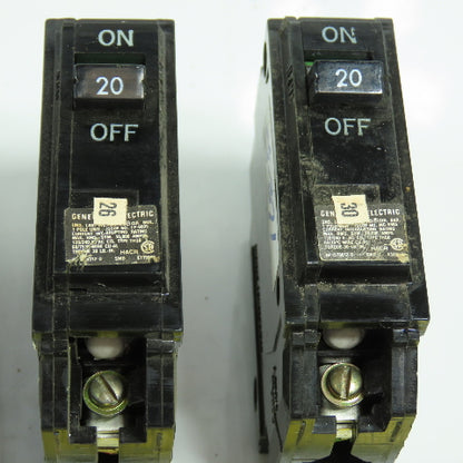General Electric 20A Single Pole 120/240VAC Circuit Breaker Bolt-On Lot Of 10