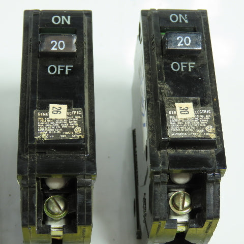 General Electric 20A Single Pole 120/240VAC Circuit Breaker Bolt-On Lot Of 10