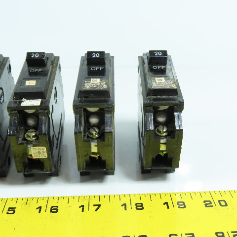 General Electric 20A Single Pole 120/240VAC Circuit Breaker Bolt-On Lot Of 10