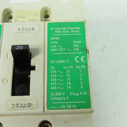 Cutler Hammer Gi 125 3-Pole Molded Case Circuit Breaker 600V 6KV