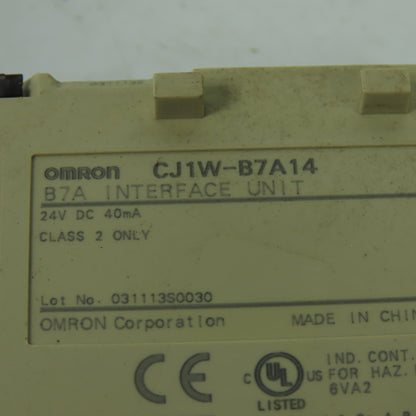 Omron CJ1W-B7A14 B7A Interface Unit 45VDC Class 2
