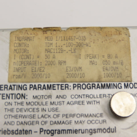1/1x1467-035 Programming Module For Indramat TDM 1.-100-300-W1 Drive 50A 2000RPM