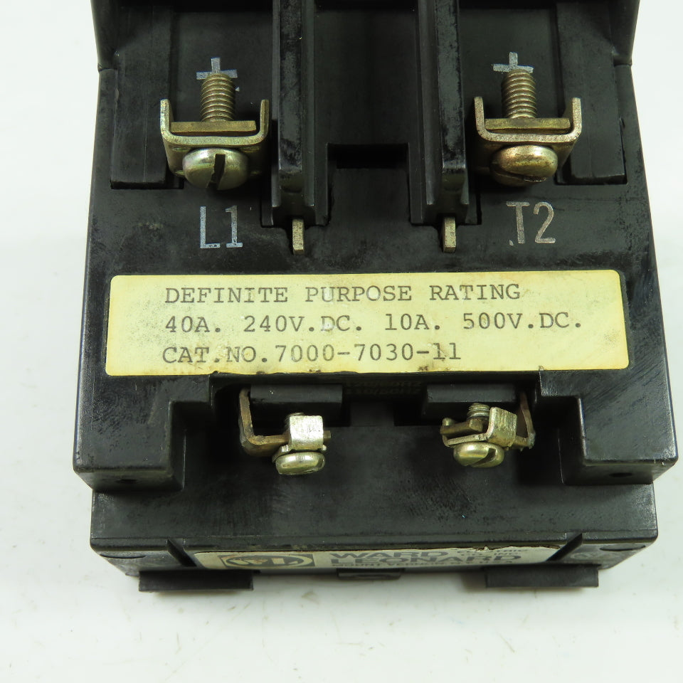 Ward Leonard 7000-7030-11 10A Contactor 240/500VDC