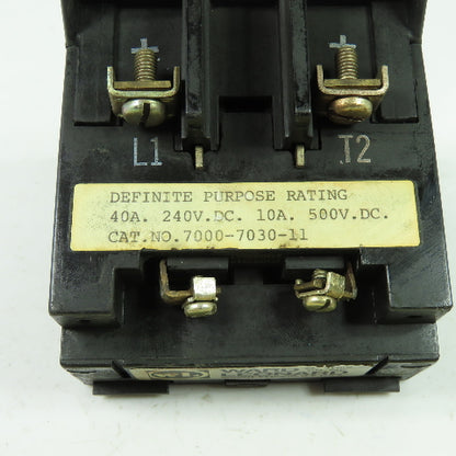 Ward Leonard 7000-7030-11 10A Contactor 240/500VDC