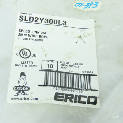 Caddy SLD2Y300L3 2 Meter Speed Link Wire Rope 2mm OD "Y" End Toggle Lot Of 10