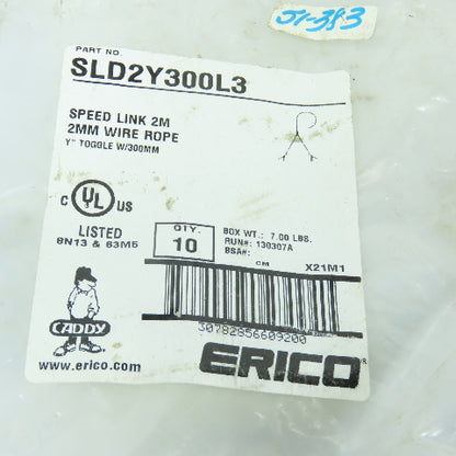 Caddy SLD2Y300L3 2 Meter Speed Link Wire Rope 2mm OD "Y" End Toggle Lot Of 10