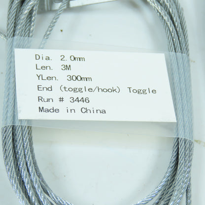 Caddy SLD2Y300L3 2 Meter Speed Link Wire Rope 2mm OD "Y" End Toggle Lot Of 10