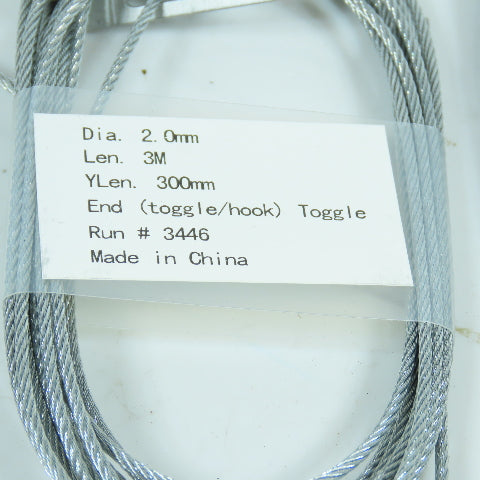 Caddy SLD2Y300L3 2 Meter Speed Link Wire Rope 2mm OD "Y" End Toggle Lot Of 10