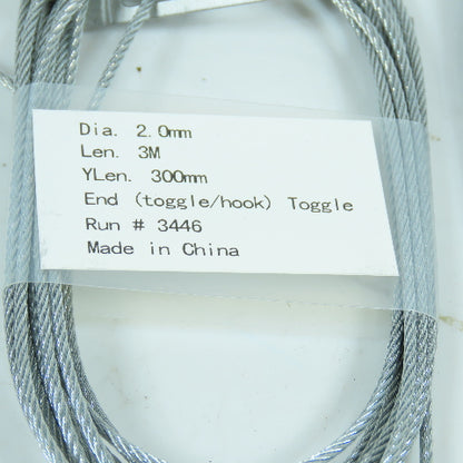 Caddy SLD2Y300L3 2 Meter Speed Link Wire Rope 2mm OD "Y" End Toggle Lot Of 10