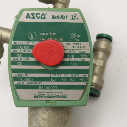 ASCO 8320G027 1/8" NPT 3 Port Solenoid Valve 110/120V 50/60Hz