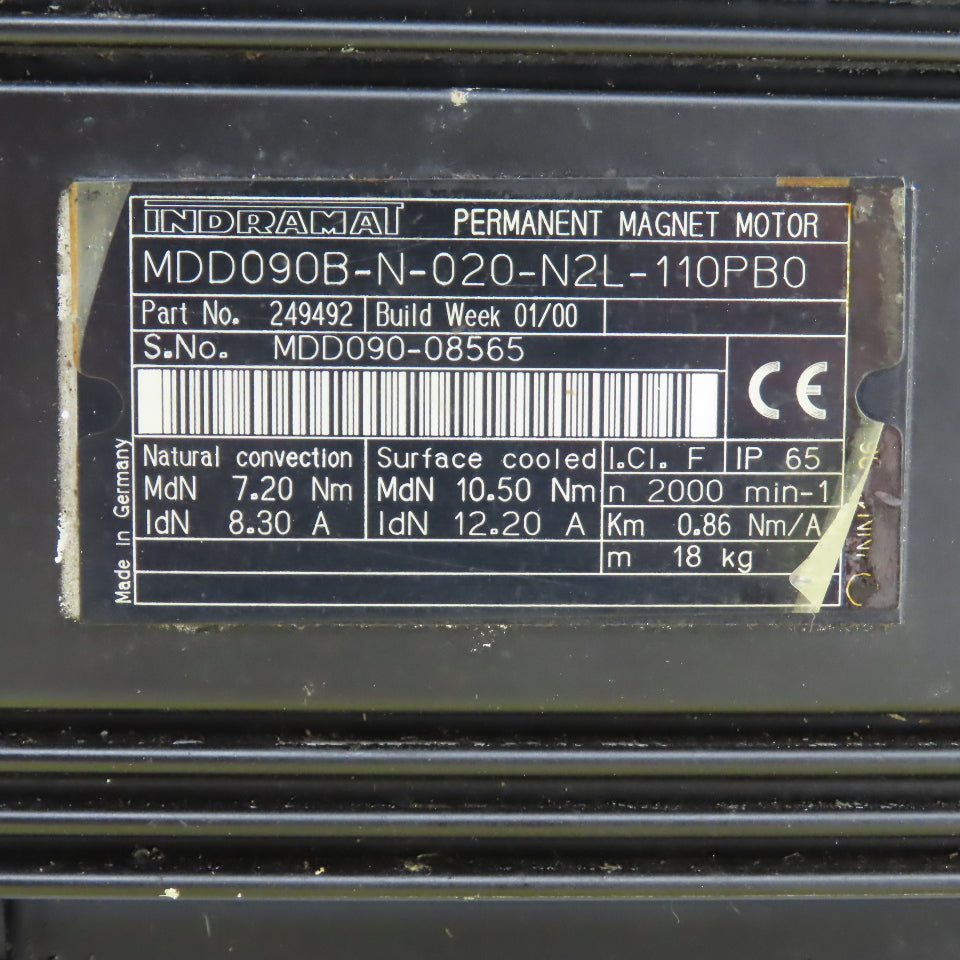 Indramat 249492 MDD090B-N-020-N2L-110PB0 2000RPM Servo Motor (Parts/Repair)