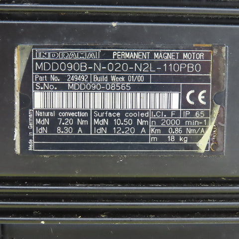 Indramat 249492 MDD090B-N-020-N2L-110PB0 2000RPM Servo Motor (Parts/Repair)