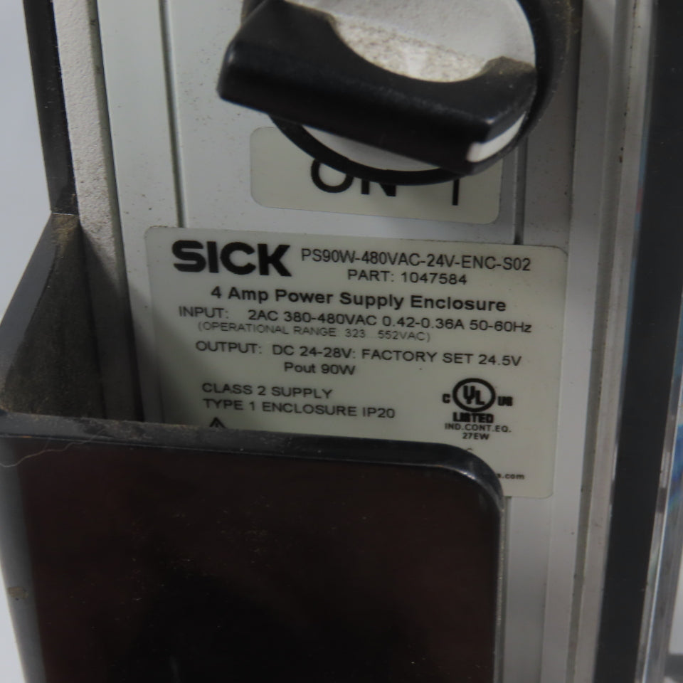 Sick PS90W-480VAC-24V-ENC-S02 1047584 4 Amp 24-28VDC Power Supply W/ Mount